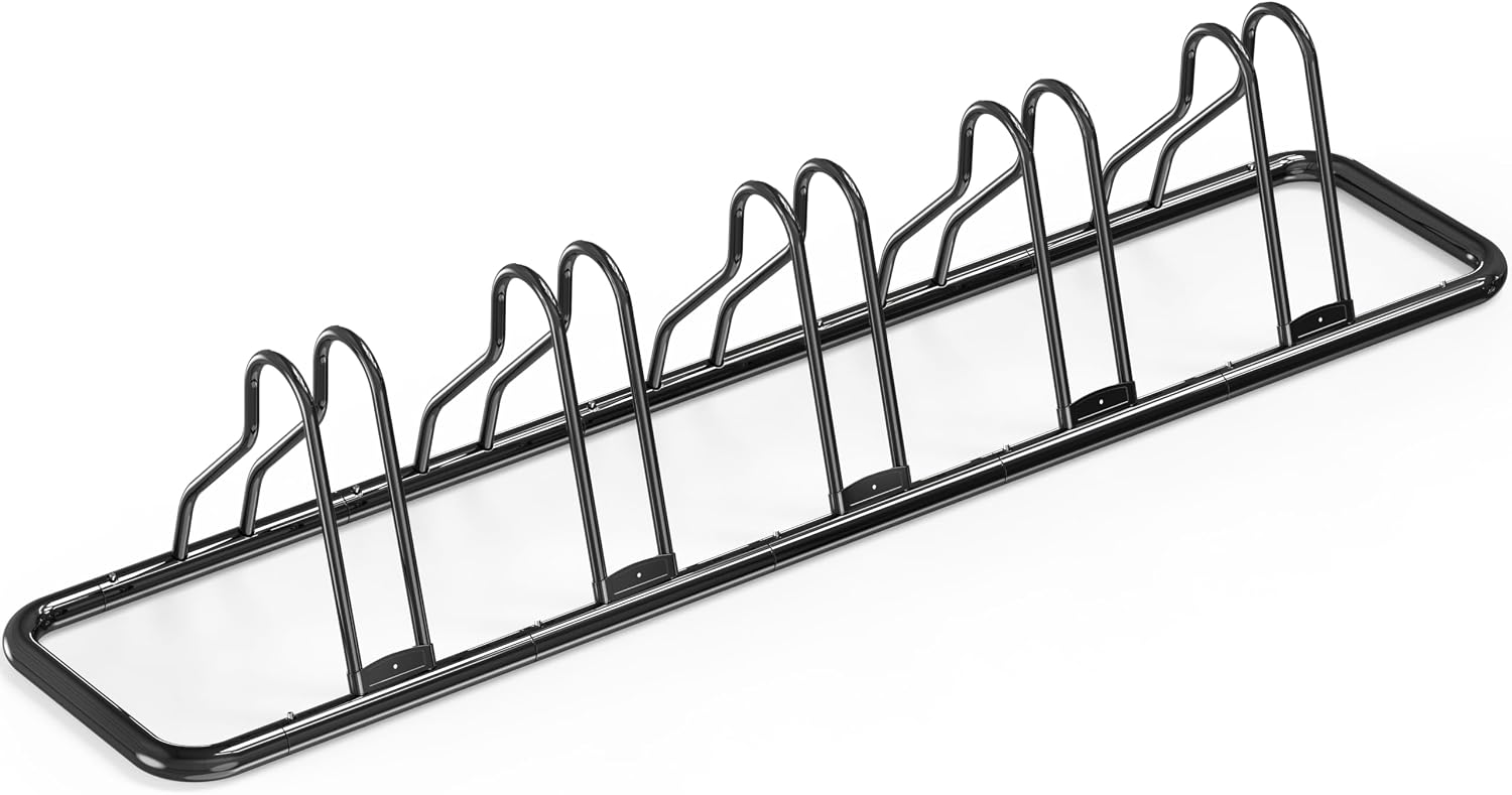 Simple Houseware 5-Bike Adjustable Floor Storage Rack for Garage, Black