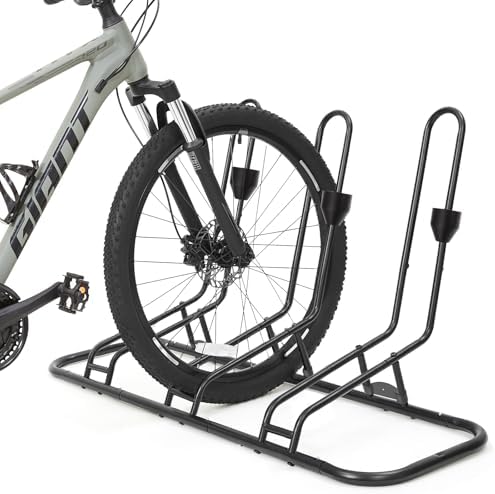 Bike Stand for 3 Bikes, Anti-Collision Design Protects Disc Brake and Derailleur, Waterproof Bike Rack for Indoor Outdoor Garage Use